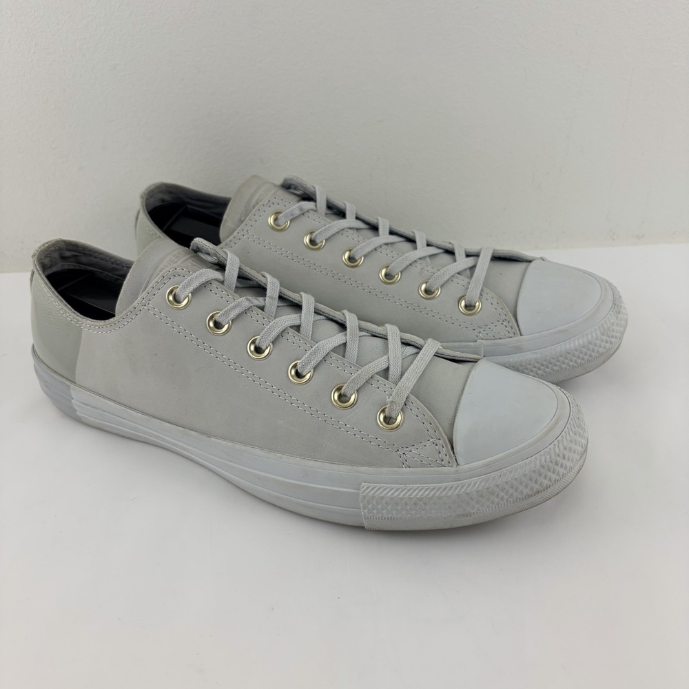 Converse Chuck Taylor All Star Gray Leather Low Top Shoes Women's 10 Men 8